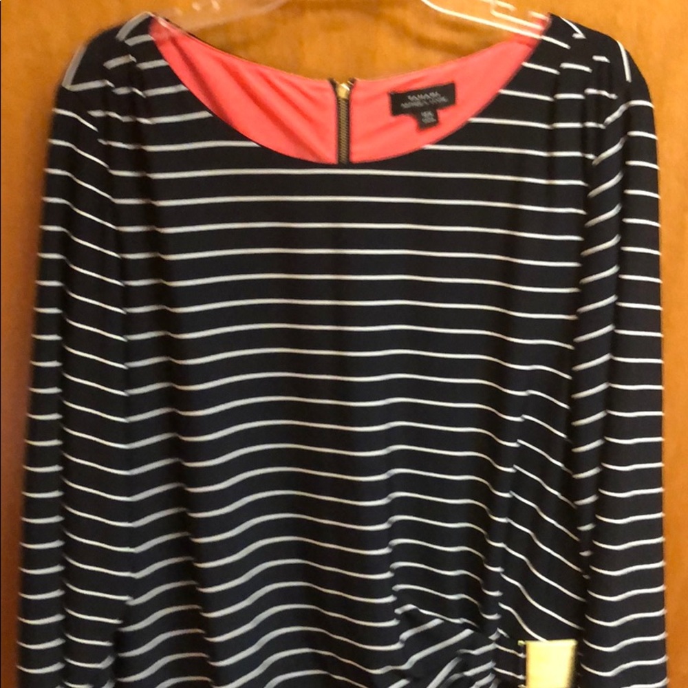 Navy/white striped dress